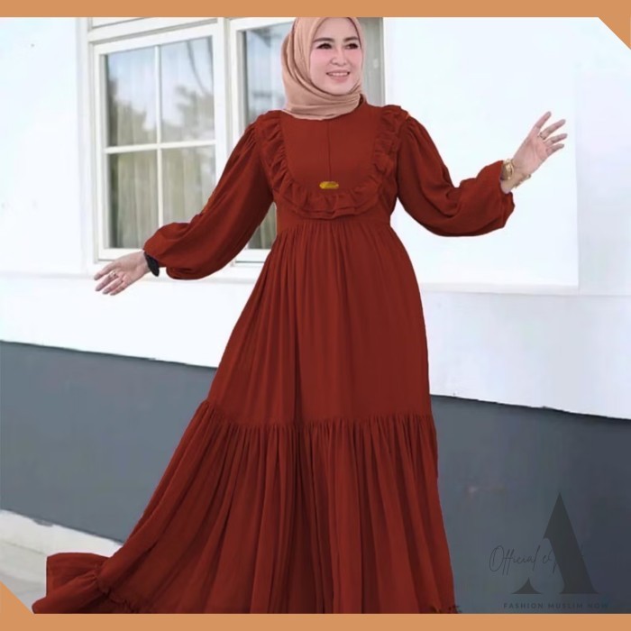 001 Gamis Rempel Dada - Gamis Crinkle Wanita - Gamis Polos Rempel - Gamis Wanita Jumbo