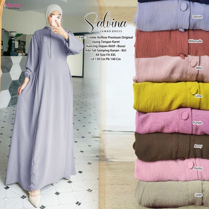 gamis maxy salvina jumbo dress airflow crinkle polos busui ori alila