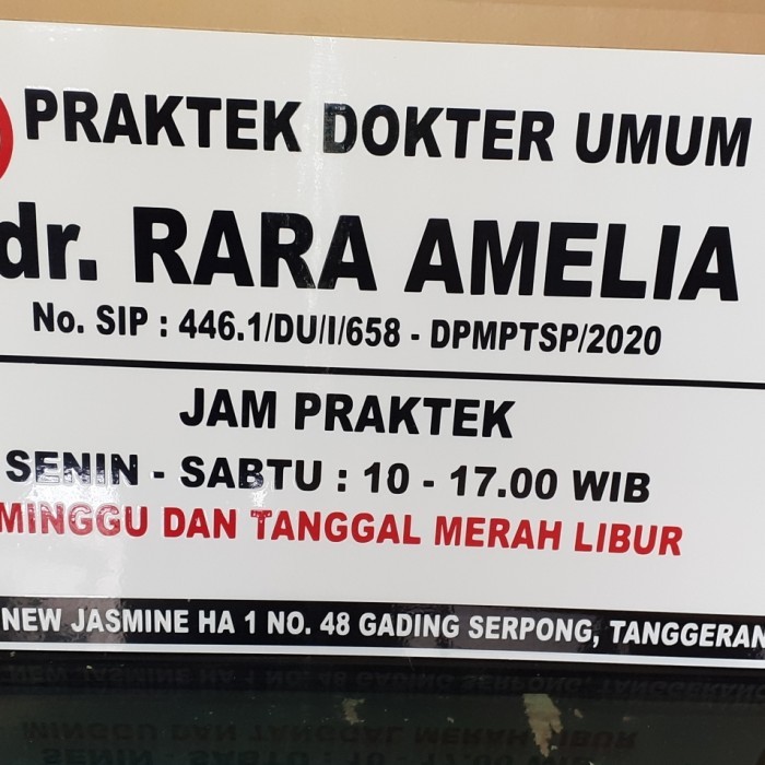 

papan nama dokter 60 * 40 Indoor model 1 muka