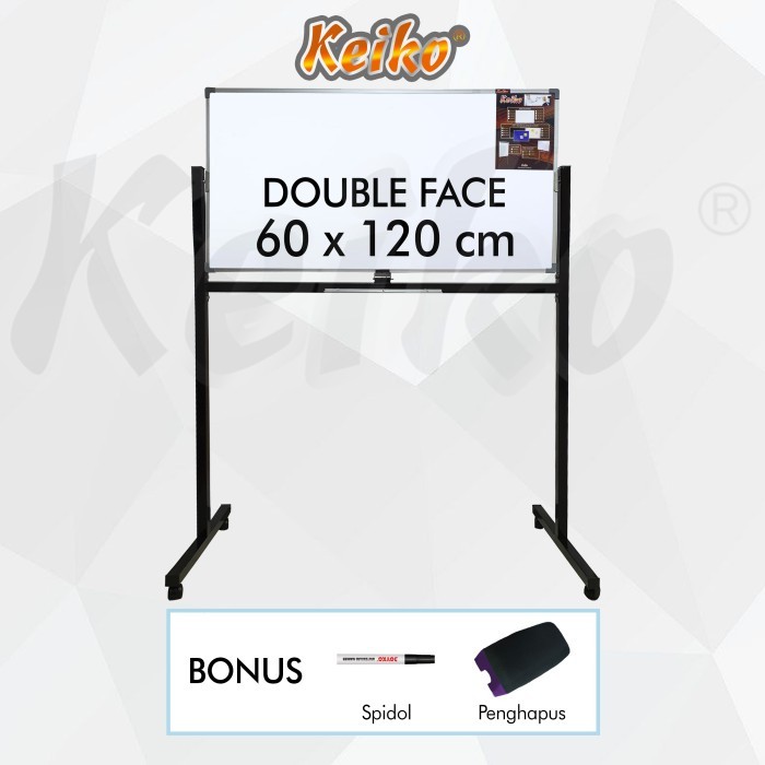 

Papan Tulis Whiteboard Standing Double Face Keiko 60 x 120 cm
