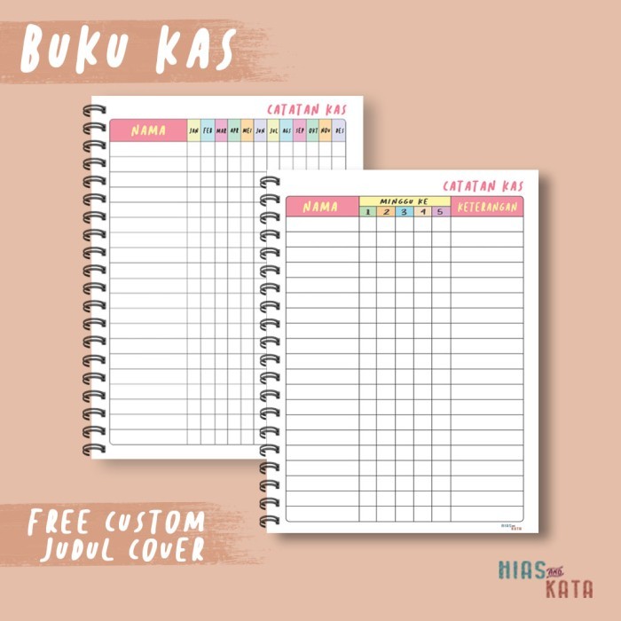 

Terlaris Buku Kas Catatan Keuangan Pastel Color A5 Jilid Spiral 100 Halaman SALE