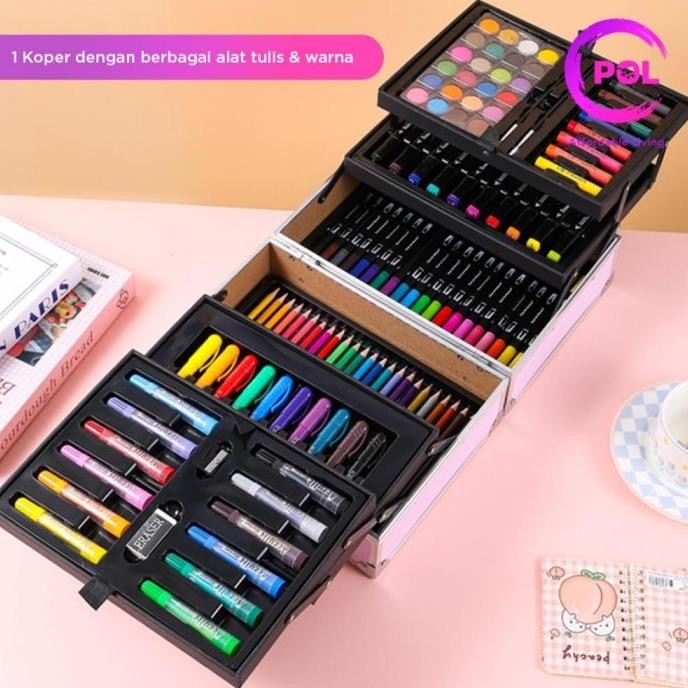 

[POL] COD SNI Crayon Art Set 128pcs & 133pcs Koper Alumunium Besi | Krayon Pensil Warna