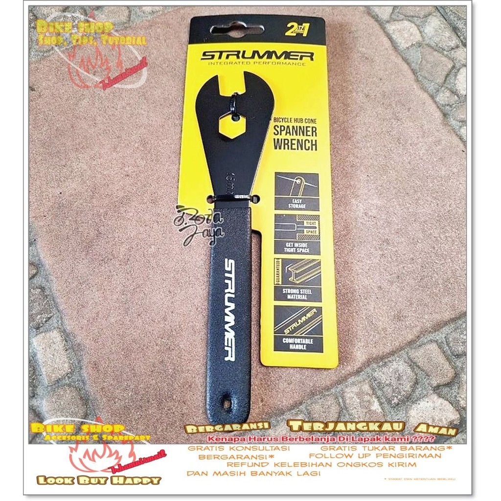 KUNCI KONES KUNCI KONES CONE SPANNER WRENCH STRUMMER BESI HITAM 15mm Sepeda MTB BMX