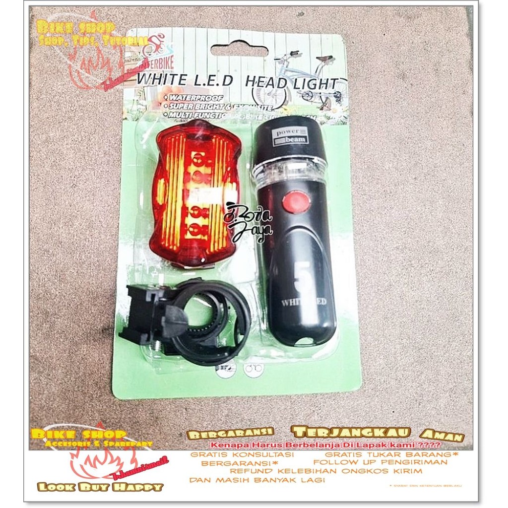 LAMPU SEPEDA SET INTER BIKE - BICYCLE HEAD LIGHT LED BATERAI AAAX6 Sepeda MTB BMX