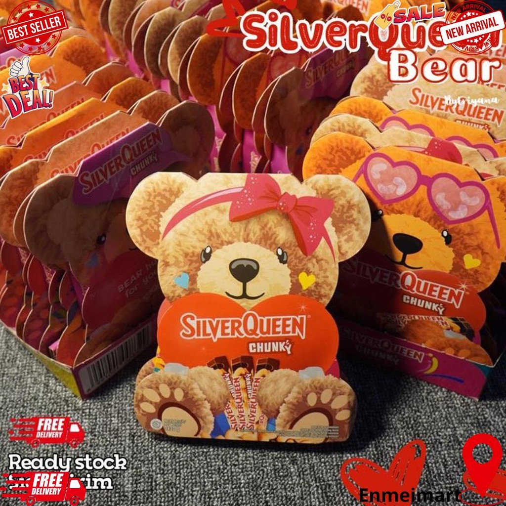 

Silverqueen Bear Beruang Chunky Bar Cokelat Valentine Cashew Special Edition 3X30 Gr D Terlaris