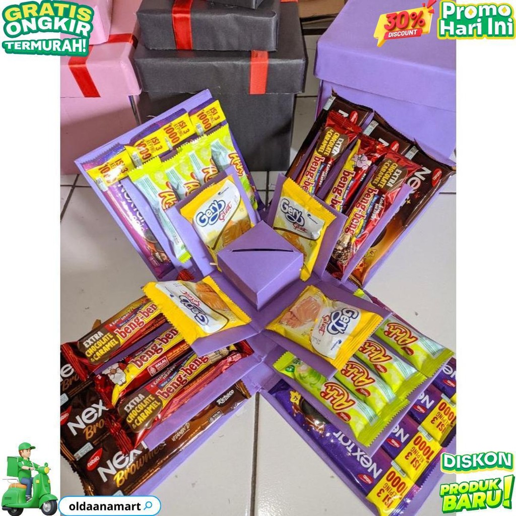 

Snack Box, Eksplosion Box Snack , Box Uang, Kado Ultah Wanita, Gift Box 3 Layer Ada Tarik Uang D Cod