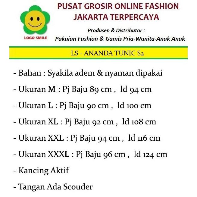 Sale New Arrival Tunik Ananda S2 Ls (Ukuran L - Xxl)