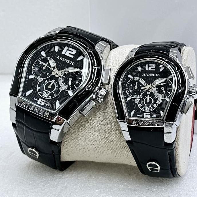 Grosir Jam Tangan Couple Aigner Palermo Cronograp Tali Kulit - Aigner Palermo
