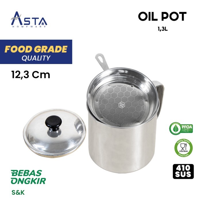 Oil Pot Tempat Wadah Saringan Minyak / Tempat Minyak Jelantah