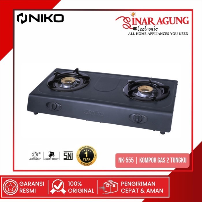 NIKO NK-555 / NK555 KOMPOR GAS 2 TUNGKU TEFLON - GARANSI RESMI