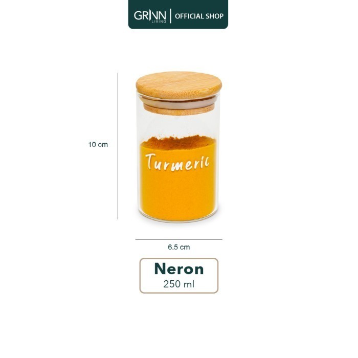 Grinn Living Set Paket Neron Glass Jar 250 ml Toples Kayu Bambu