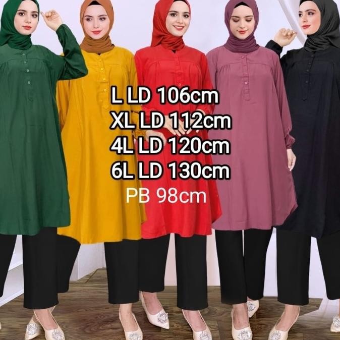 Grosir Long Tunik Wanita - Tunik Katun Polos - Tunik Wanita Jumbo - Kemeja
