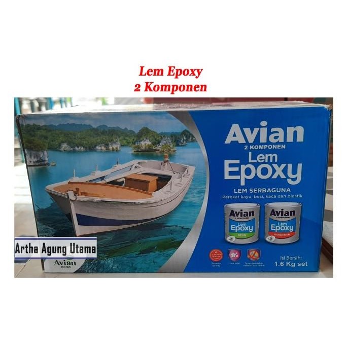 %$%$%$%$] Lem Epoxy Resin AVIAN 2 Komponen 2Komponen Kapal Logam Besar 1.6 Kg