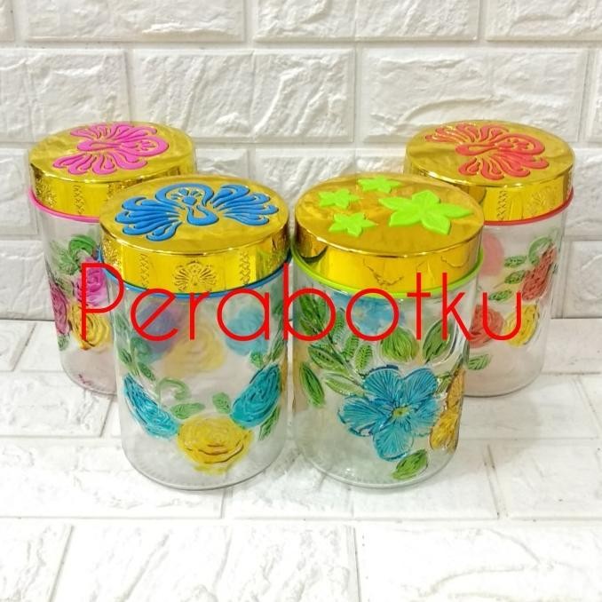 Toples Kaca Ivy Ukuran M/Toples Kaca Motif Kerang/Toples Kue Lebaran