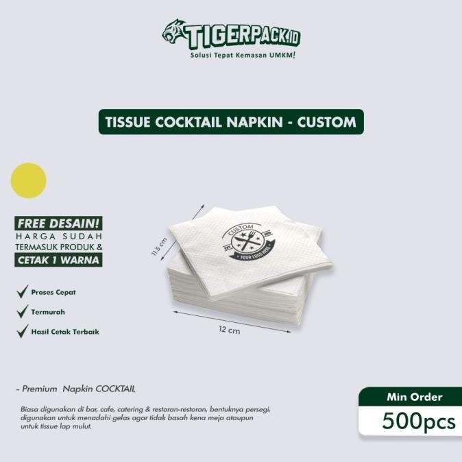 Tissue Cocktail Napkin - Cetak logo