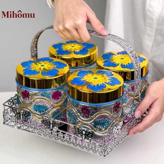 Souvenir Toples Lebaran/Toples Kue/Toples Hias Kaca Set 4 Hokee Star