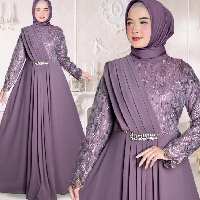Sale Gamis Pesta Brukat Tile Kondangan Gamis Brokat Modern Mewah Felita