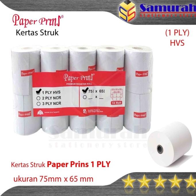 

Kertas Struk Kasir Rol PaperPryns 75 x 65 / Paper prins 75X65 mm 1 Ply