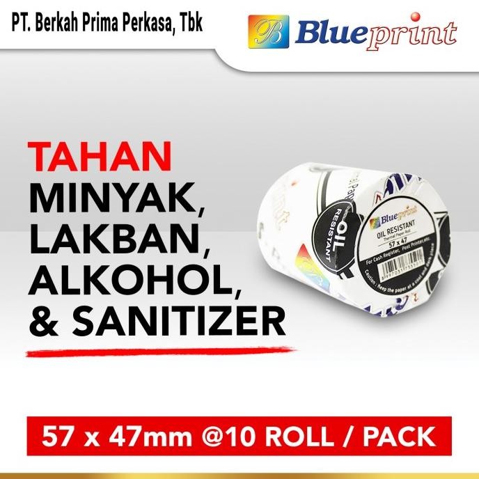 

Kertas Thermal / Struk PPOB BLUEPRINT 57x47 Oil Resistant Isi 10 Roll