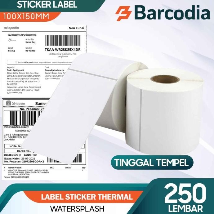 

Kertas Label Barcode Thermal 100 x 150 mm
