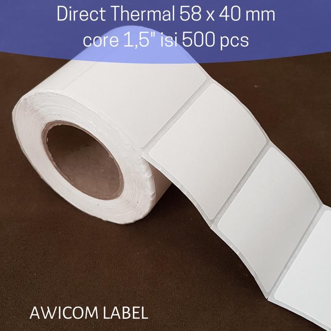 

Label Barcode Direct Thermal 58x40 58 x 40 mm core 1,5" isi 500
