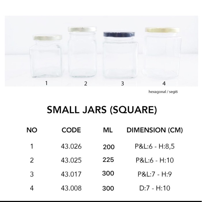 `````````] SQUARE JAR / SMALL JAR / TOPLES KACA MINI