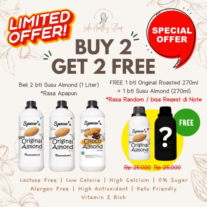 

[SUPER PROMO] Spencer's Susu Almond (1000ml) FREE SUGAR HIGH CALCIUM ASI BOOSTER LOW CALORIE Promo