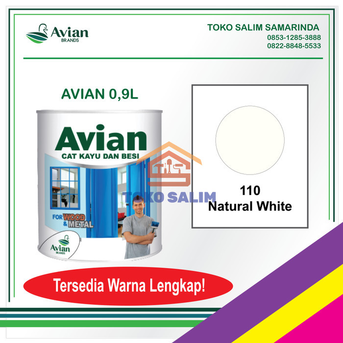 @#@#@#] Cat Minyak Kayu dan Besi 0,9L AVIAN Warna Lengkap- 110 Natural White