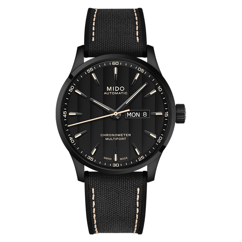 Jam Tangan Pria Mido Multifort M038.431.37.051.00 Chronometer Automatic Black Dial Black Leather Str