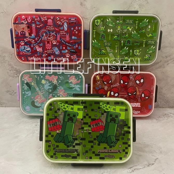 Murah Lunch Box Smiggle Sekat 3 Minecraft Spiderman/Kotak Makan Anak Minecraft Spiderman/Set Kotak M