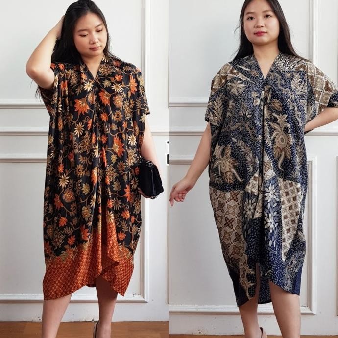 Kaftan Batik Pendek Wanita Dress Pesta Party Kondangan Jumbo Big Size