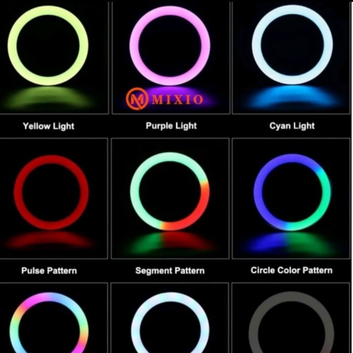 MIXIO RING LIGHT RGB 33CM + TRIPOD BESI LED RAINBOW VIDEO LED TIKTOK