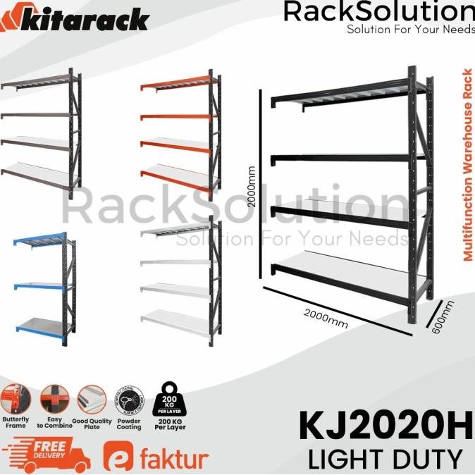 

KITARACK KJ2020H JOINTER Rack Gudang 2M Multifungsi 200KG 3/4 Layer