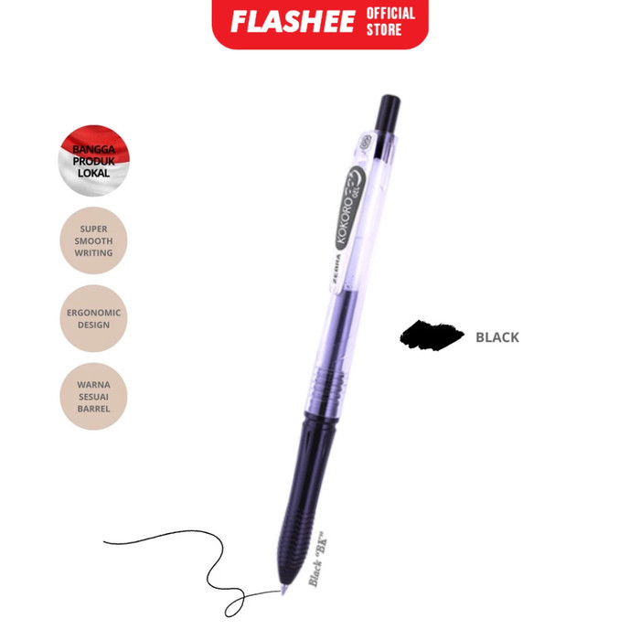 

Flashee Zebra Kokoro Gel Pen Warna 0.5Mm Retractable Gel Pen Pigment Gel Ink