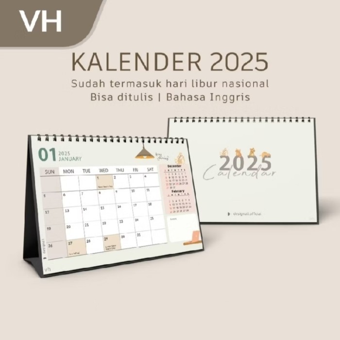 

Kalender 2025 Meja Duduk Aesthetic Spiral Vh