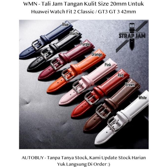 WMN 20mm Tali Jam Tangan Huawei Watch Fit 2 Classic / GT3 GT 3 42mm - Leather Strap Pria Wanita
