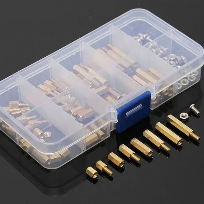 TERLENGKAP M3 Kuningan Spacer Nuts Box Set Standoff Baut Komponen Pcb 33C