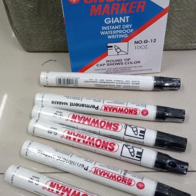

spidol snowman permanent G-12 isi 12pcs hitam BS76