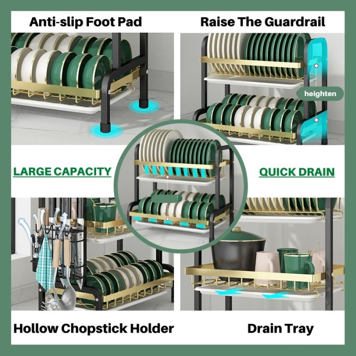 Rak Piring Stainless Rak Dapur Rak Cuci Piring Rak Penyimpanan Dapur