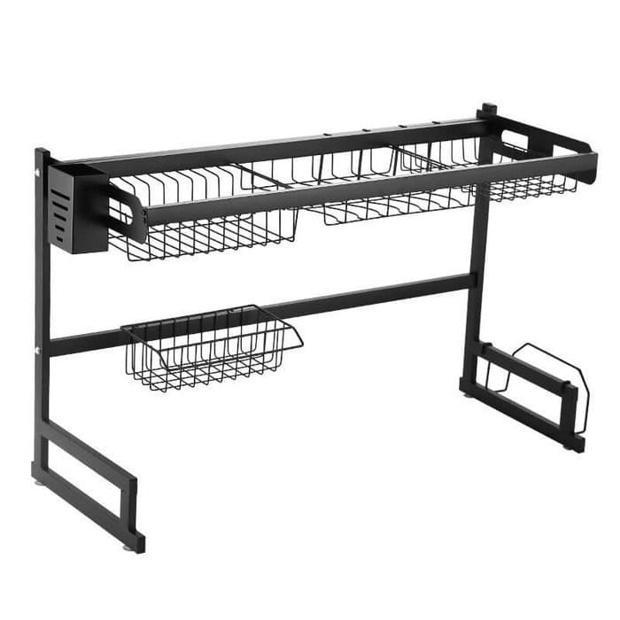 Rak Piring Portable Wastafel 2 Susun 85Cm Rak Dapur Serbaguna Stainles