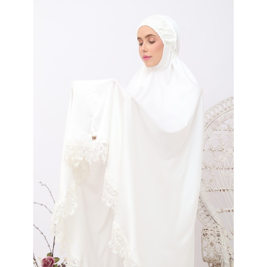 Minajshop Mukena Putih Broken White Premium Renda