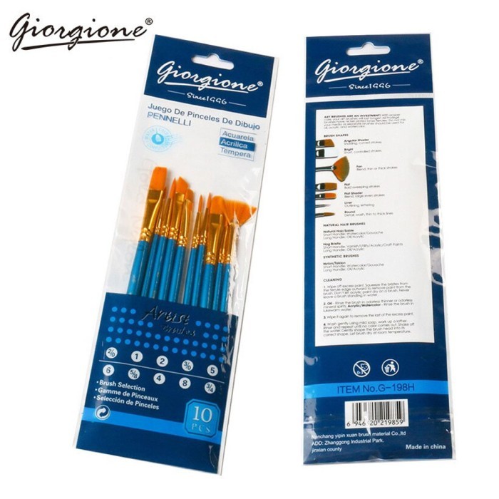 

HOT PROMO Giorgione Brush Set 10 pcs G-198H / Kuas Lukis Set 10