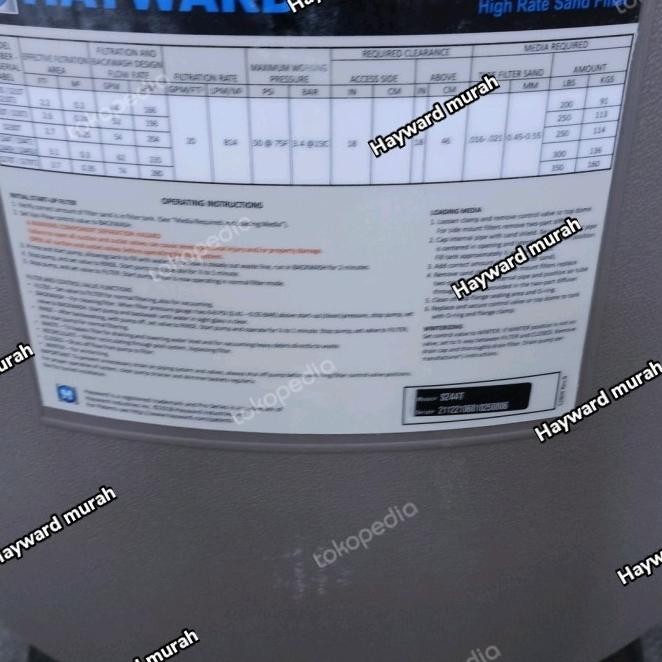 Sand Filter Hayward S244T Usa Filter Kolam Renang Untuk Pompa 1.5 Hp.
