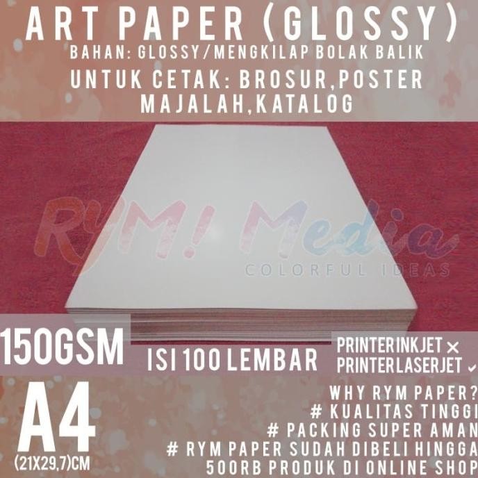 

Viral Kertas Art Paper 150 Gsm A4 Isi 100 Lbr / Bahan Brosur Glossy 150 Gram Neo