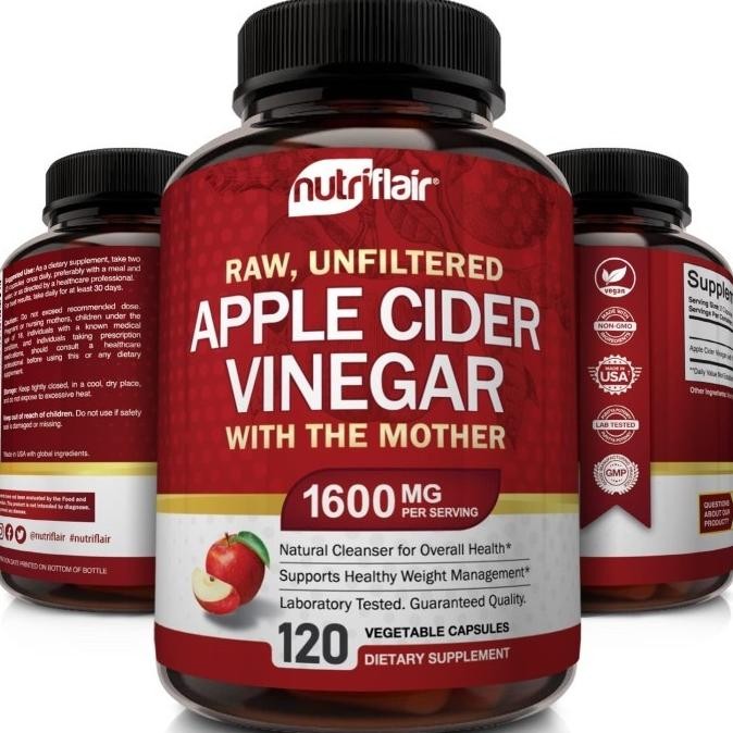 

NutriFlair Apple Cider Vinegar The Mother 1600 mg 120 Capsules