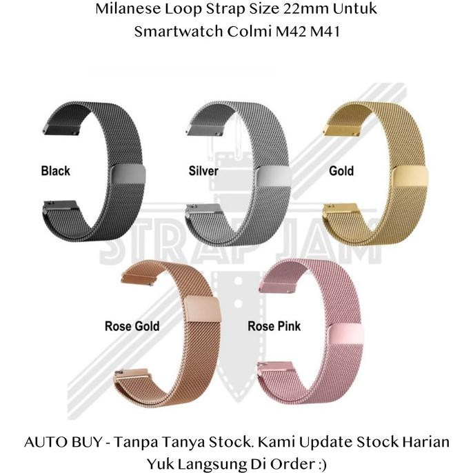 TERBARU - Milanese Loop 22mm Strap Colmi M42 M41 -Tali Jam Tangan Metal Magnetic