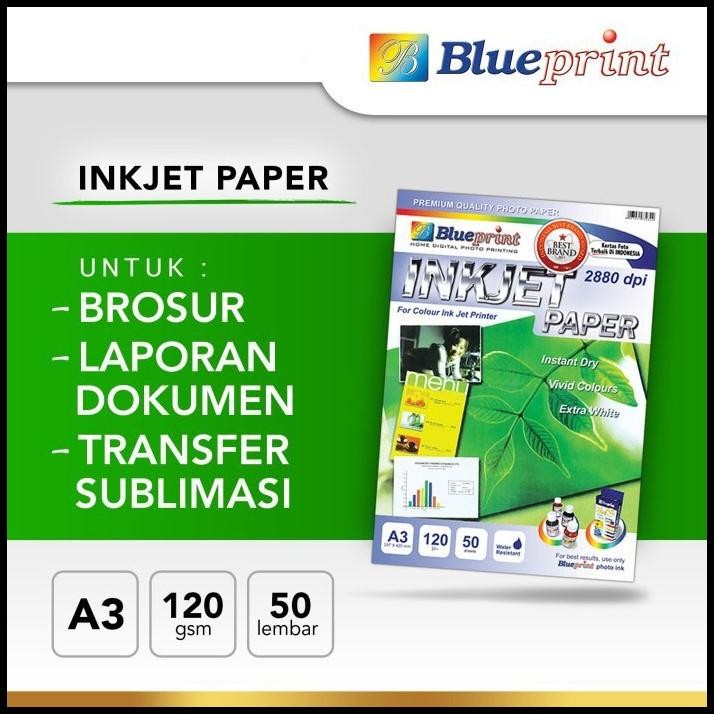 

Blueprint BP-IPA3120 Inkjet Paper - Kertas Inkjet A3 50 Lembar