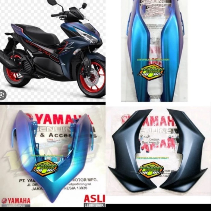 COVER BODY HALUS YAMAHA AEROX CONNECTED, AEROX NEW BIRU CYBER CITY