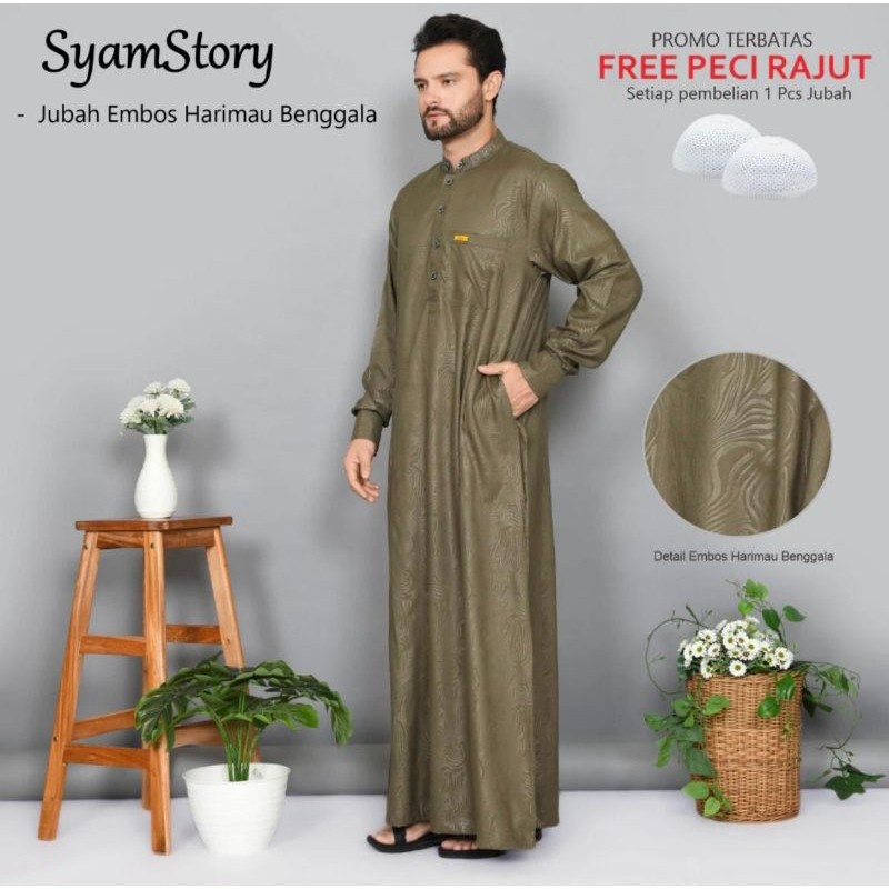 Gamis Pria Koko Terusan Bju Idul Fitri Gahmes Slimfit Gamias Ramadhan Bapak Pakaian Muslim Baju Koko