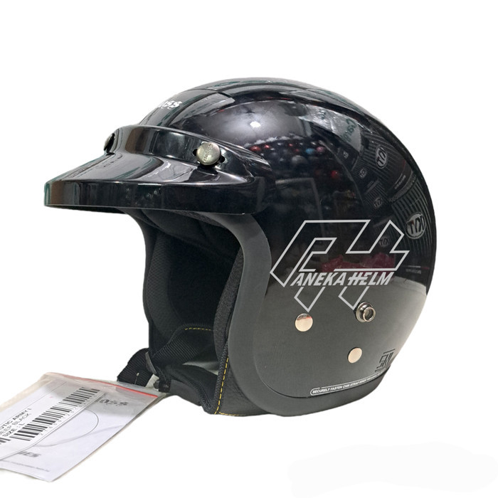 helm cargloss hitam glossy kaca datar carglos deep black